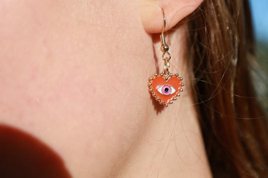 heart evil eye earrings