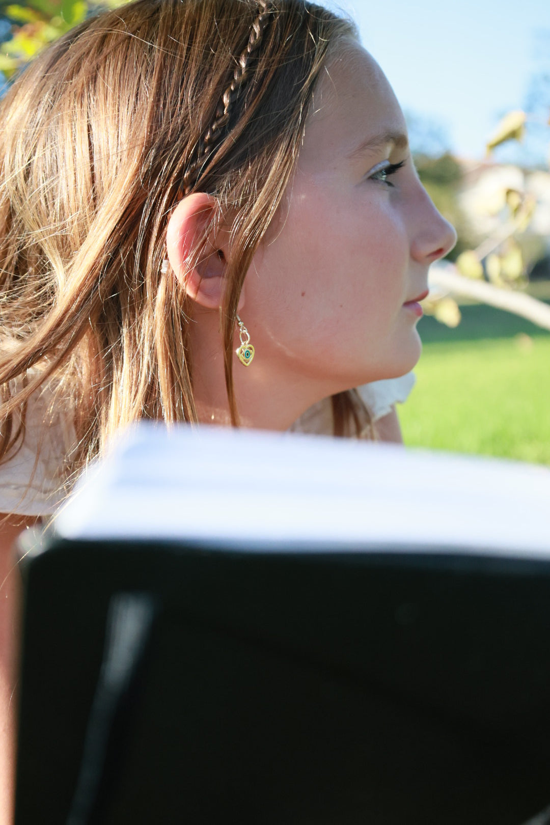 heart evil eye earrings
