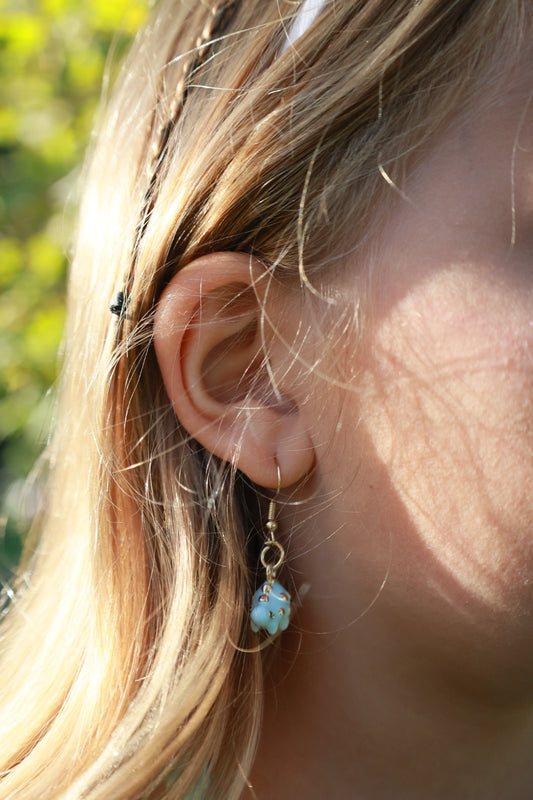 dino earrings (fishhook wire)