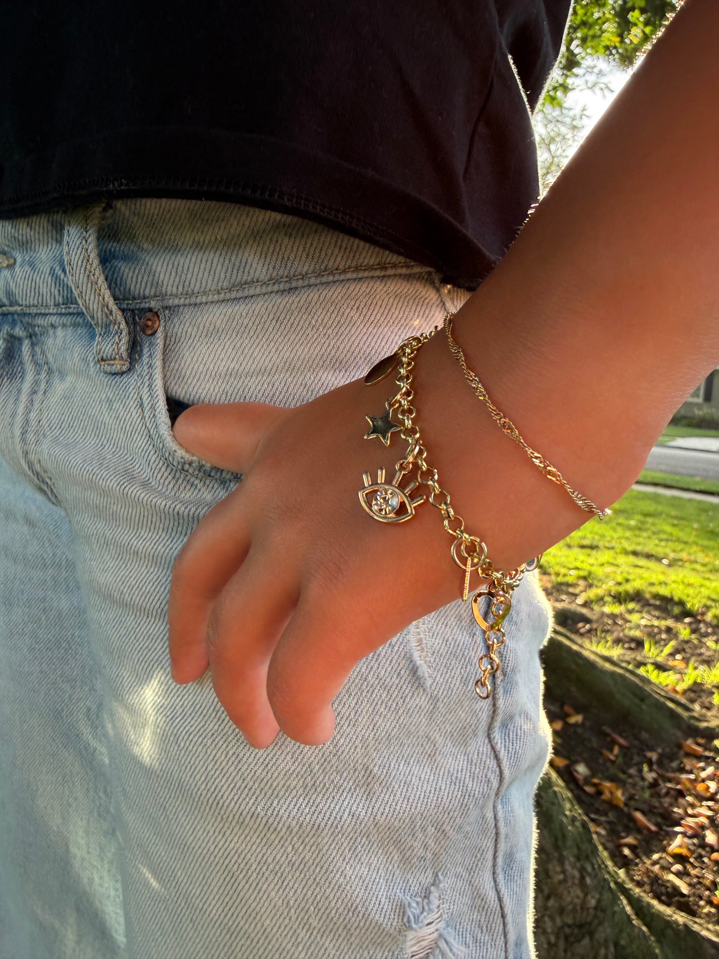 evil eye bracelets with shape charms