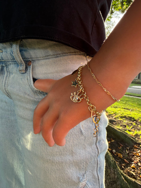 evil eye bracelets with shape charms
